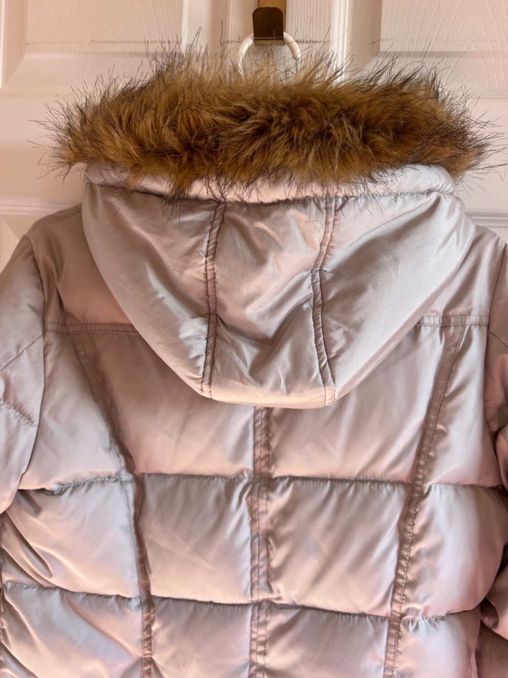 Jessica Women's Faux-Fur Trim Quilted Puffer Coat - Light Taupe - Picture 10 of 15